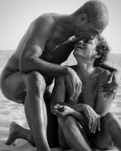 Elderly couple on beach